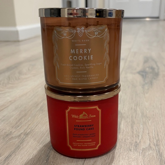 White Barn Other - NEW White Barn Strawberry Pound Cake & merry cookie Candles
